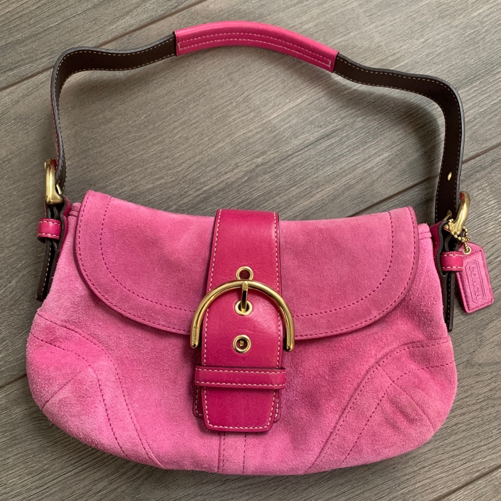 COACH Hot Pink Suede/Leather Purse